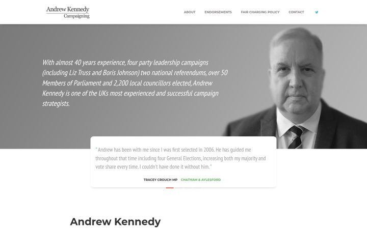 Screenshot of andrewkennedycampaigning.com