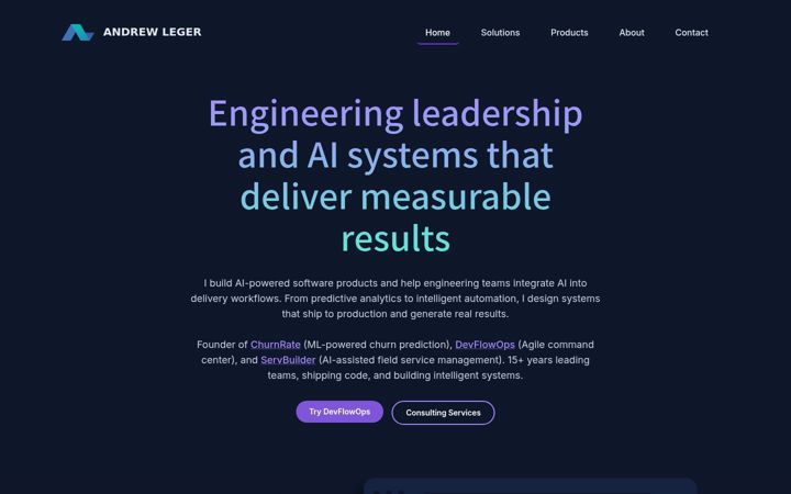 Screenshot of andrewleger.com