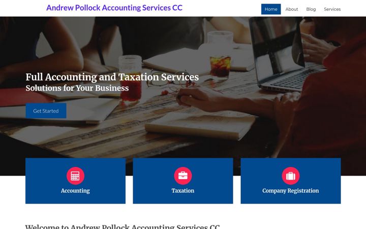 Ekrano kopija andrewpollockaccounting.co.za