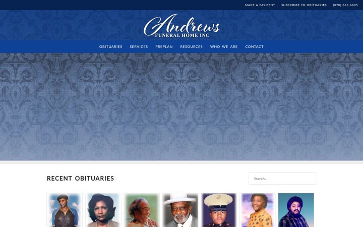 Screenshot of andrewsfuneralhomeinc.com