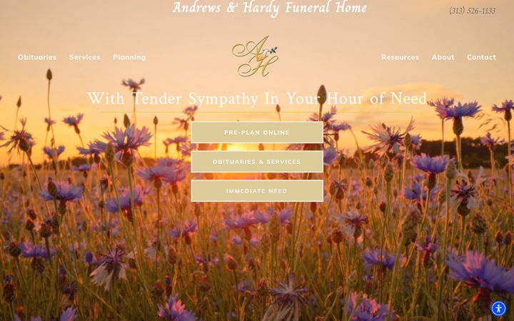 Screenshot of andrewshardyfuneralhome.com