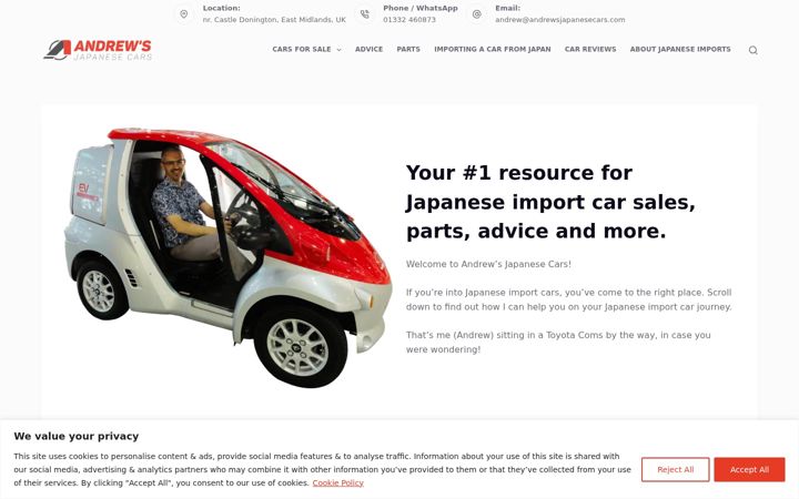 Screenshot of andrewsjapanesecars.com