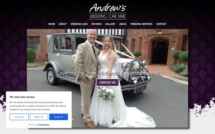 Screenshot of andrewsweddingcarhire.co.uk