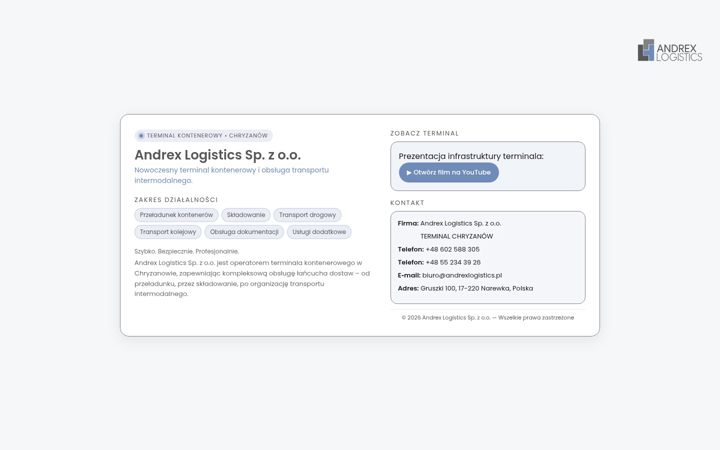 Screenshot of andrexlogistics.pl
