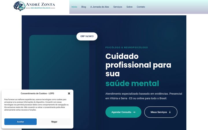 Screenshot of andrezontapsicologo.com.br