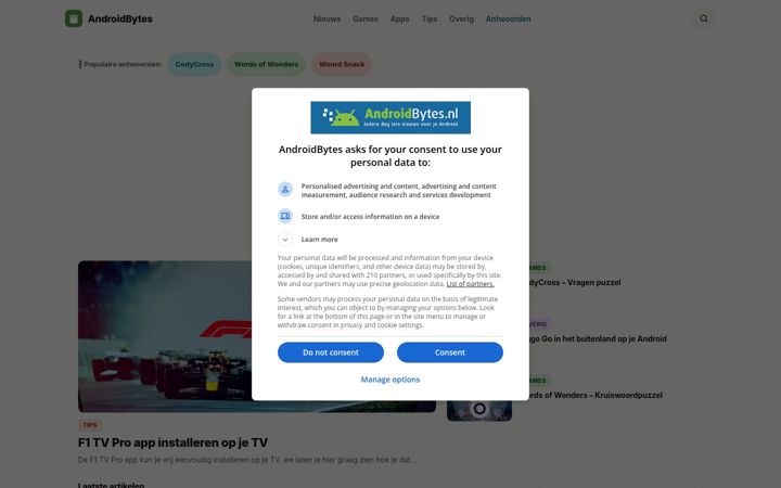 Screenshot of androidbytes.nl