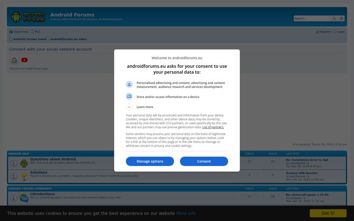 Snímek obrazovky androidforums.eu
