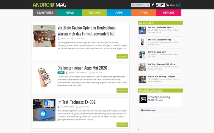 Skärmbild av androidmag.de
