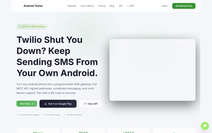 Screenshot of androidtexter.com