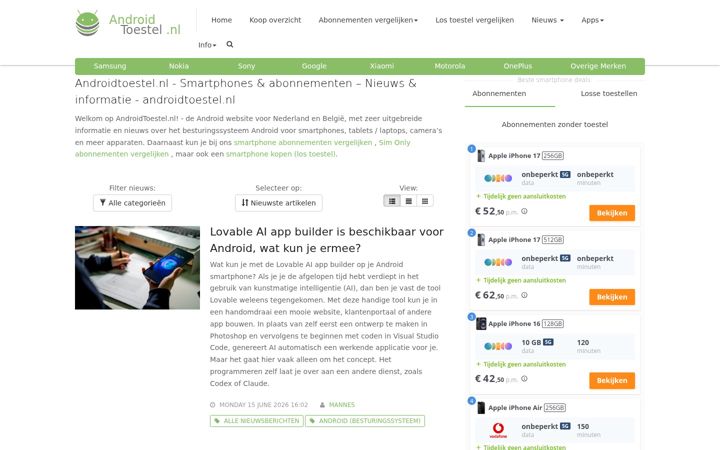 Screenshot of androidtoestel.nl