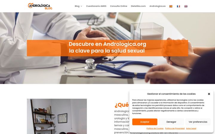 Captură de ecran a andrologica.org