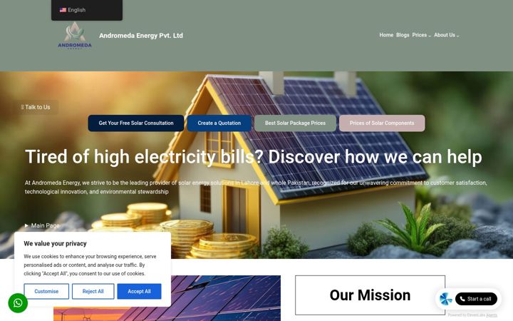 Screenshot ta' andromedaenergy.net