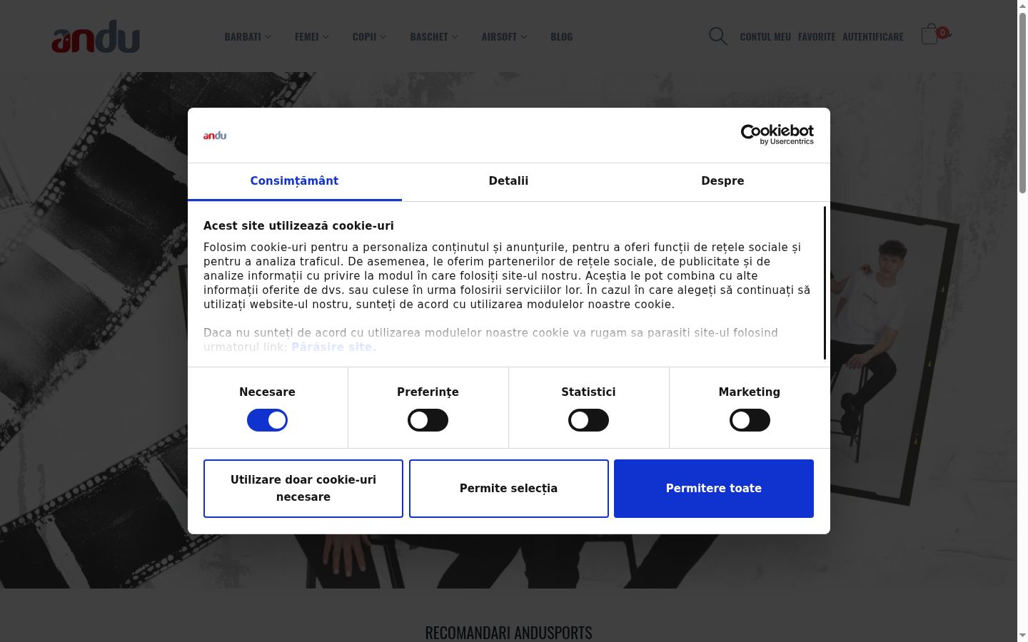 Snimka zaslona bannera za privolu prikazanog prije bilo kakve interakcije