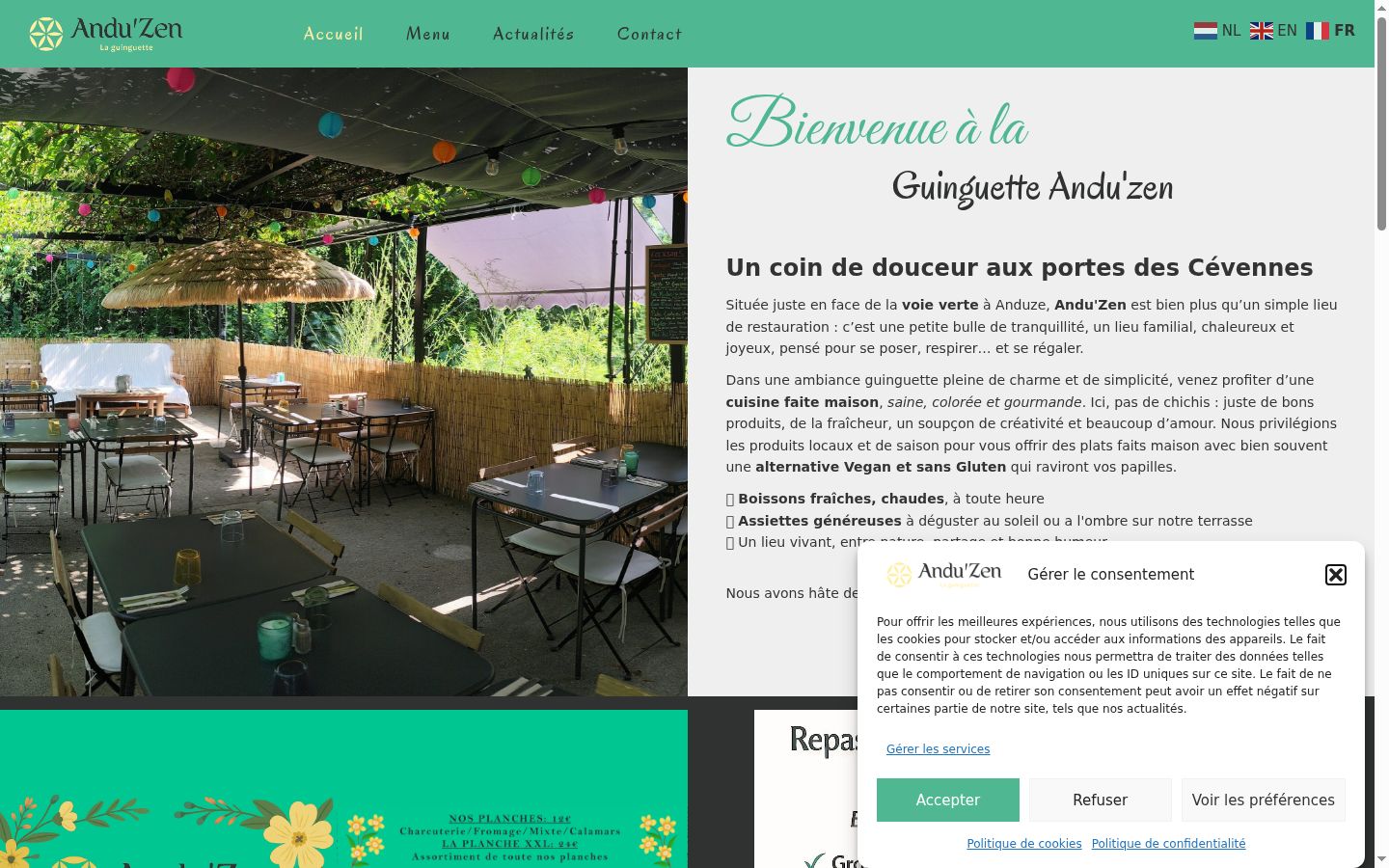 Screenshot of the consent banner shown before any interaction