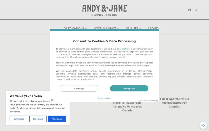 Screenshot of andyandjane.com