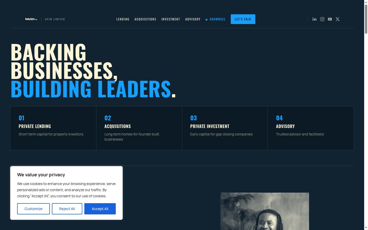 Screenshot of the consent banner shown before any interaction