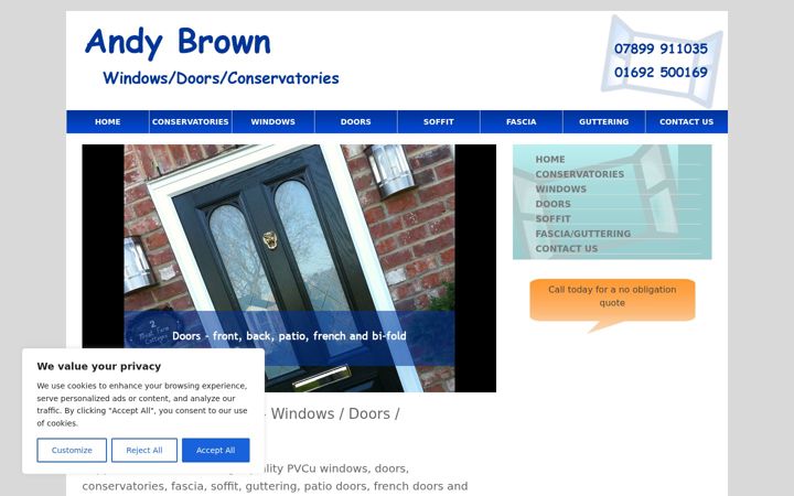 Screenshot of andybrownwindows.co.uk