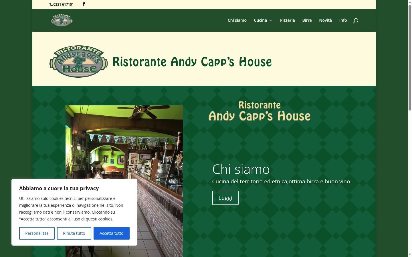 Screenshot del banner di consenso mostrato prima di qualsiasi interazione