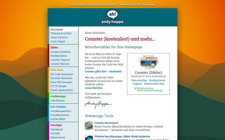 Screenshot of andyhoppe.com