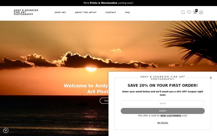 Screenshot of andykehmeierphotography.com