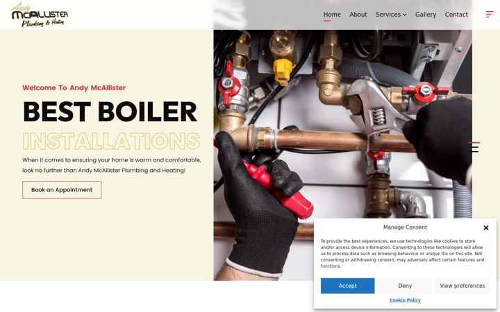 Screenshot of andymcallisterplumbingandheating.co.uk