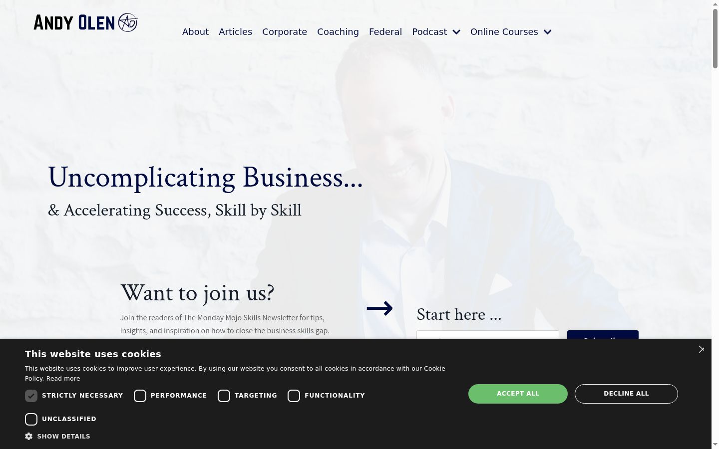 Screenshot del banner di consenso mostrato prima di qualsiasi interazione