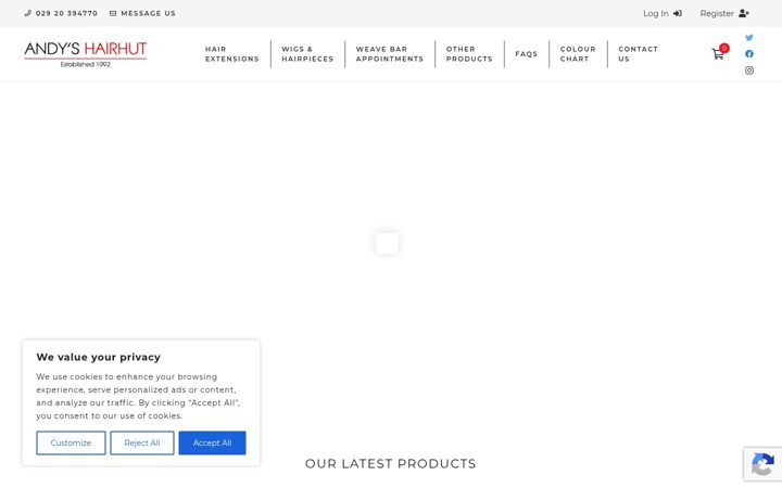 Screenshot of andys-hairhut.com