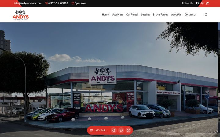 Screenshot of andys-motors.com