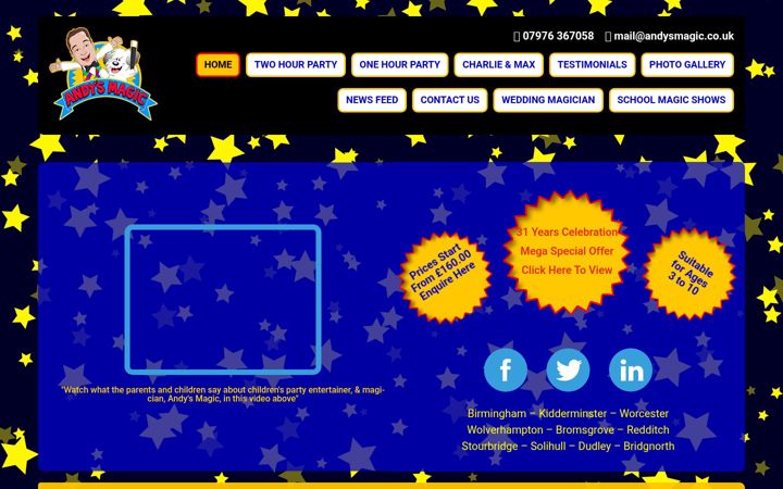 Zrzut ekranu andysmagic.co.uk