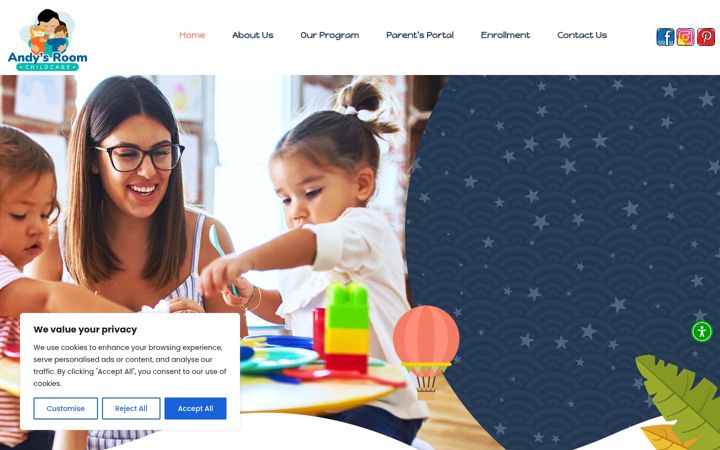 Ekrano kopija andysroomchildcare.net