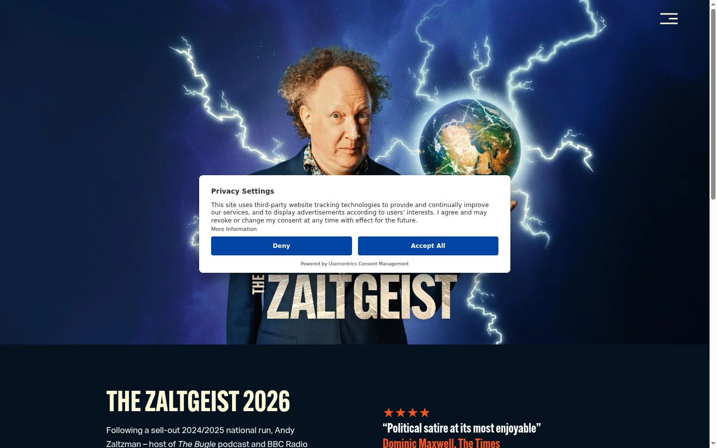 Screenshot del banner di consenso mostrato prima di qualsiasi interazione