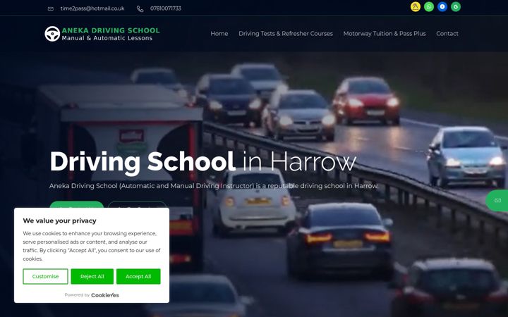 Screenshot of anekadrivingschool.co.uk