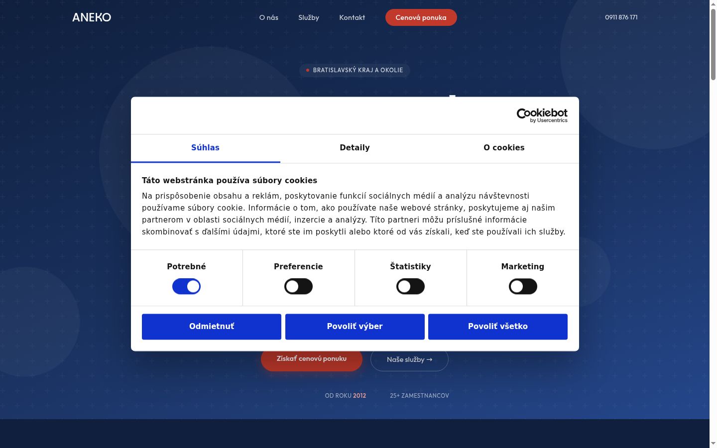 Sutikimo reklamjuostės, rodytos prieš bet kokią sąveiką, ekrano kopija
