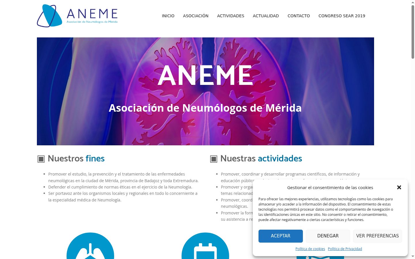 Captura de ecrã do banner de consentimento apresentado antes de qualquer interação