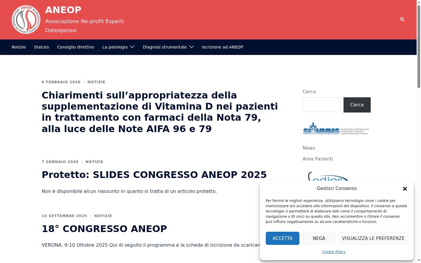 Screenshot del banner di consenso mostrato prima di qualsiasi interazione