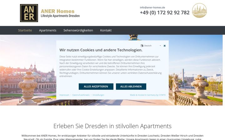 Screenshot of aner-homes.de