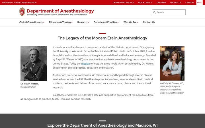 Skjermbilde av anesthesia.wisc.edu
