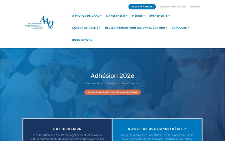 Zrzut ekranu anesthesie-quebec.org