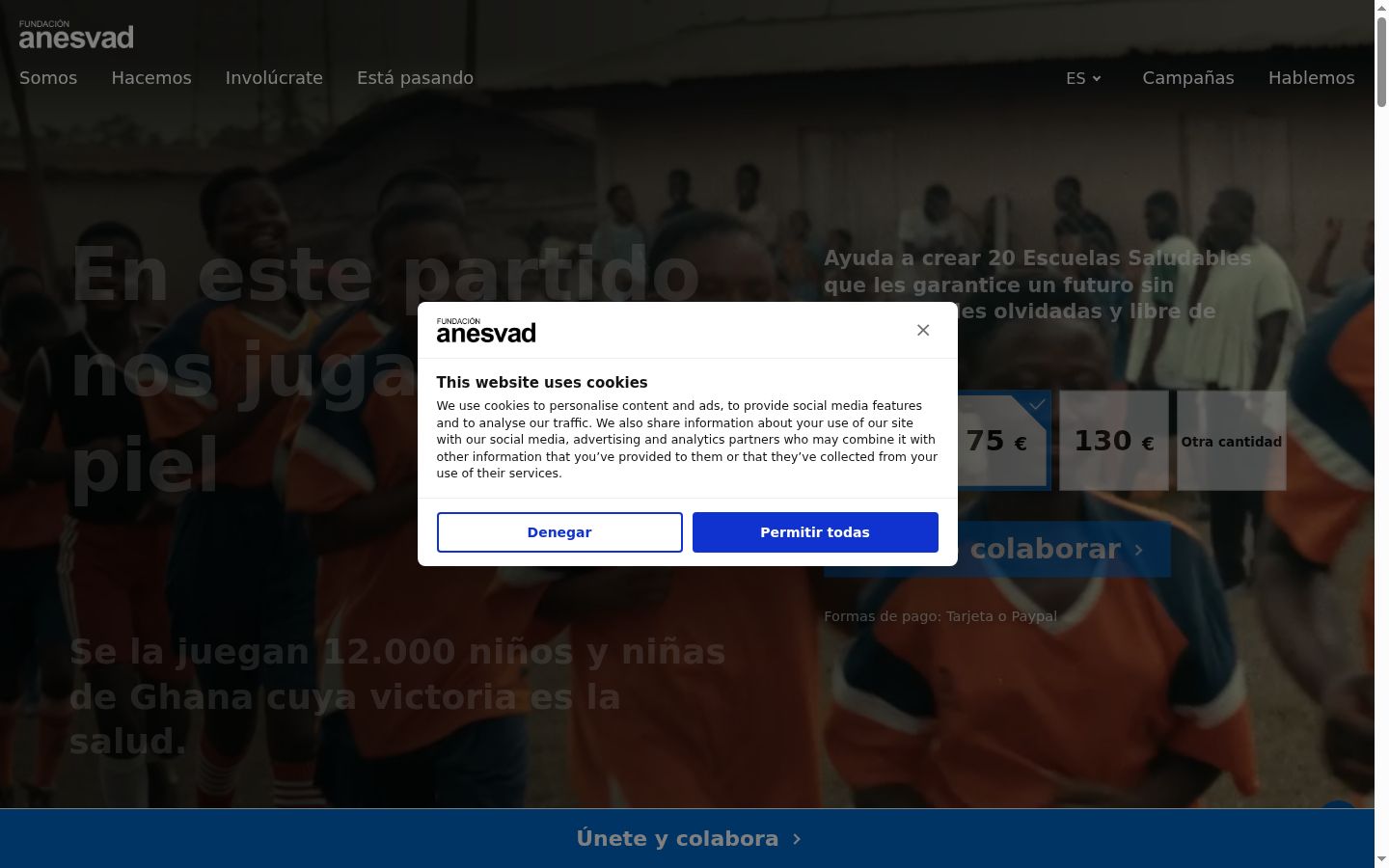 Snímek obrazovky baneru souhlasu zobrazeného před jakoukoli interakcí