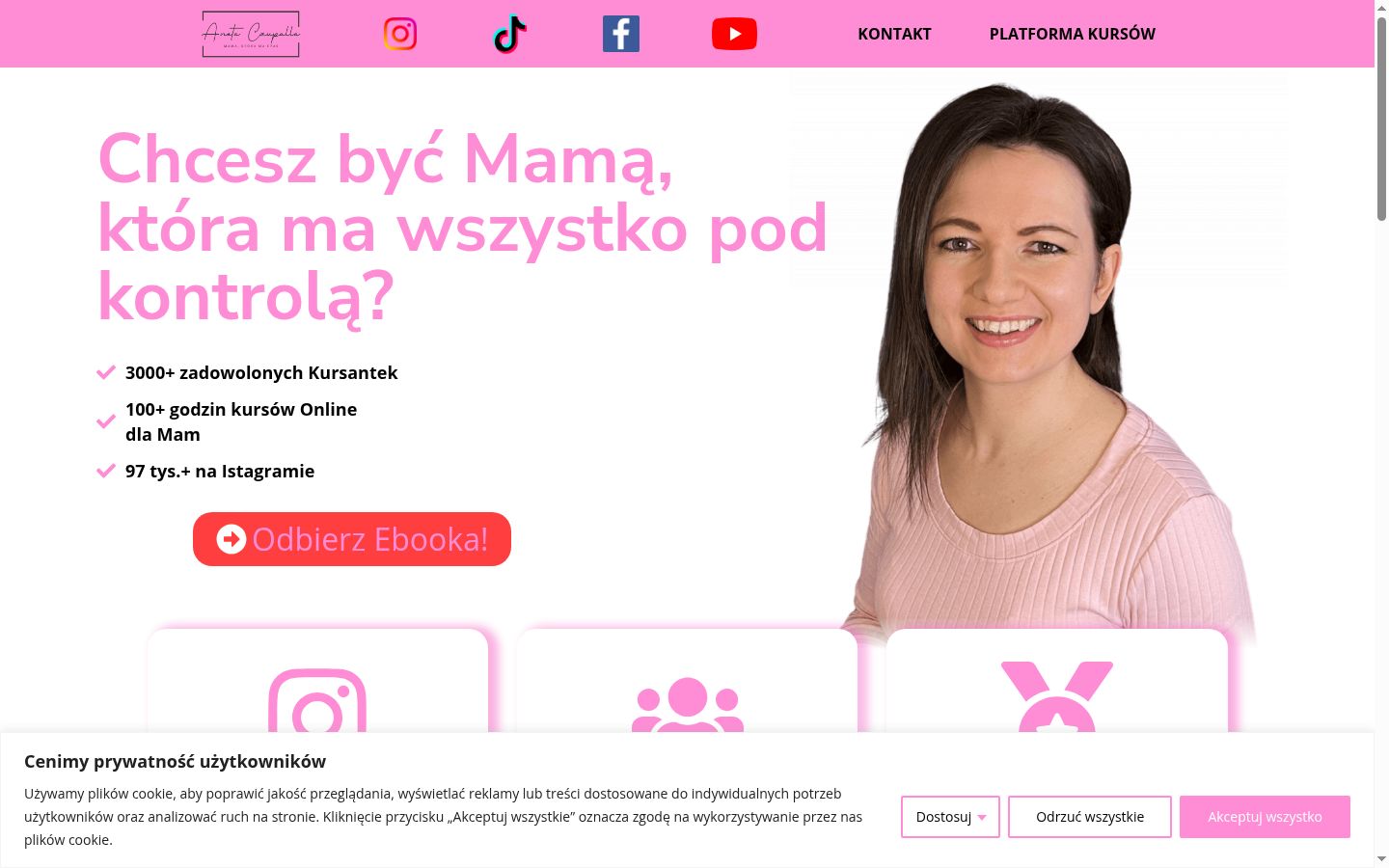 Posnetek zaslona pasice za privolitev, prikazane pred kakršno koli interakcijo