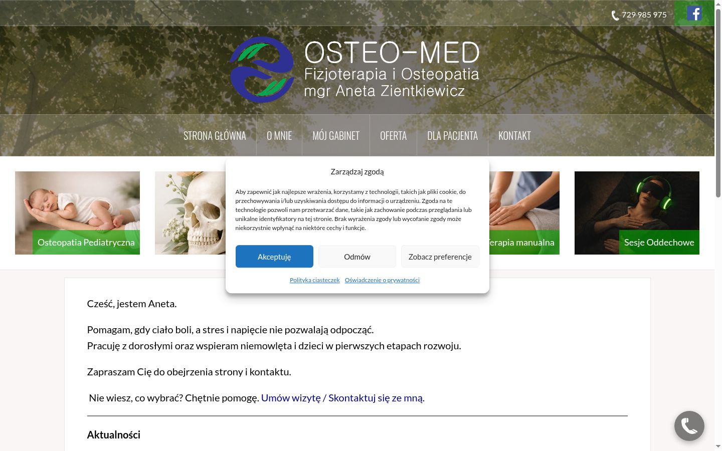 Zrzut ekranu banera zgody wyświetlanego przed jakąkolwiek interakcją
