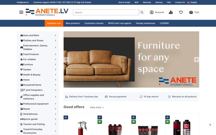 Screenshot of anete.shop
