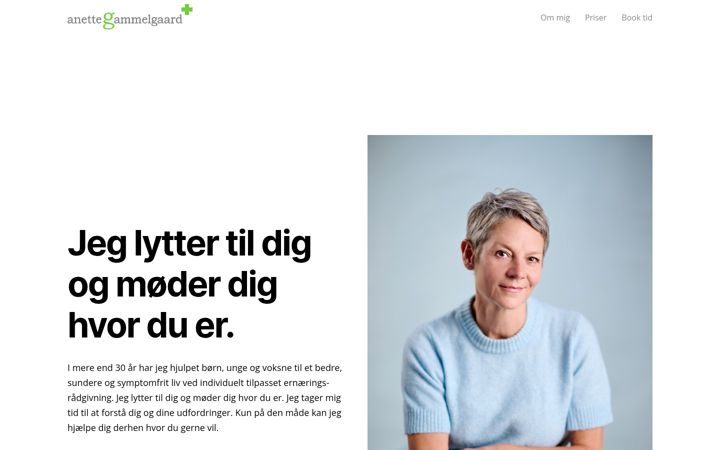 Screenshot of anettegammelgaard.dk