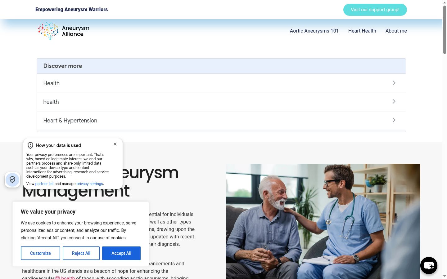 Screenshot tal-banner tal-kunsens muri qabel kwalunkwe interazzjoni