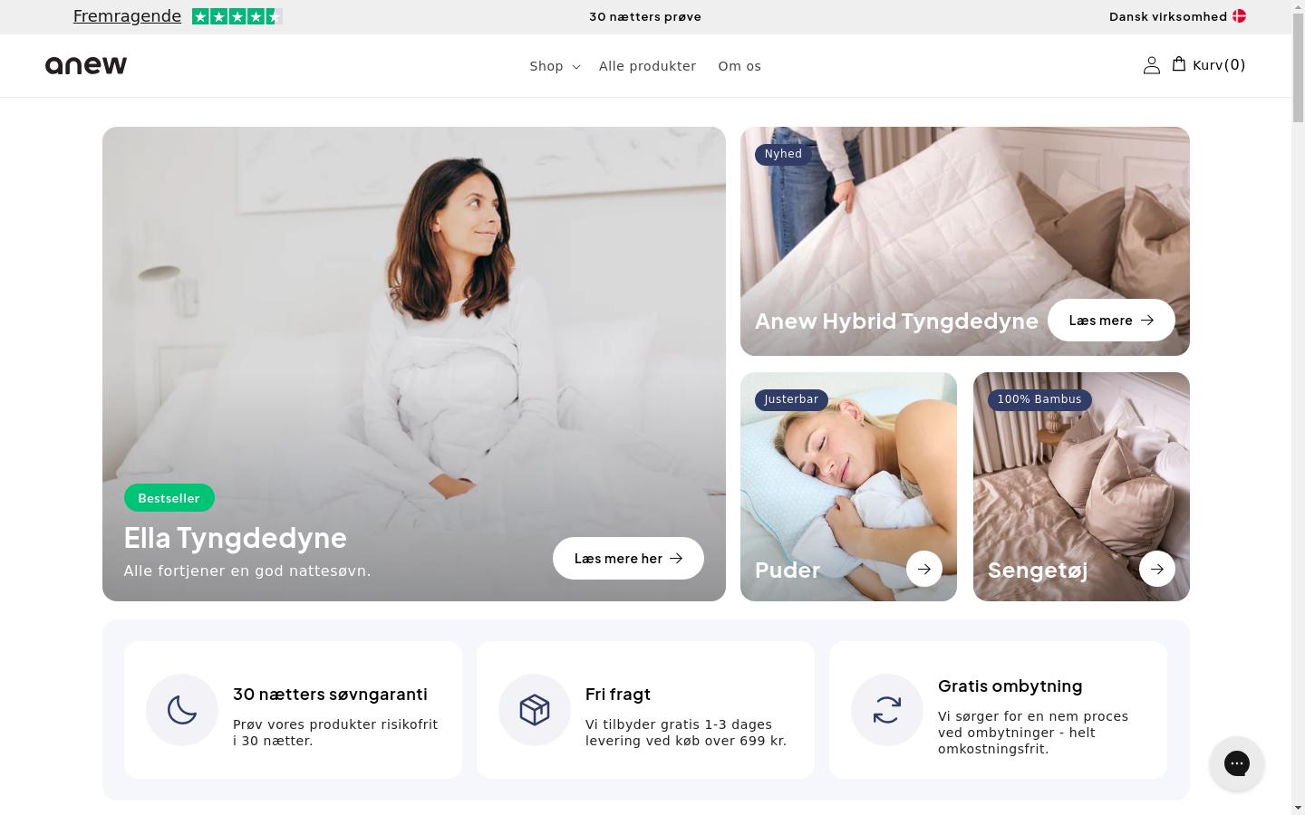 Screenshot of anewsleep.dk