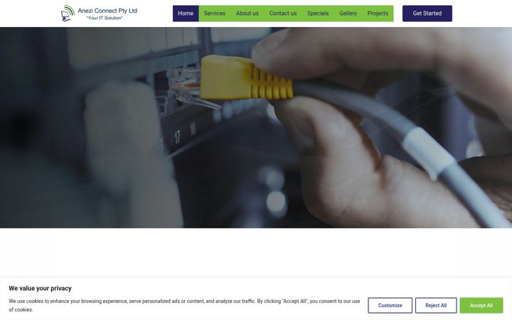 Ekrano kopija aneziconnect.co.za