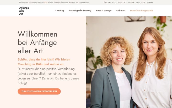 Screenshot of anfaenge-aller-art.de