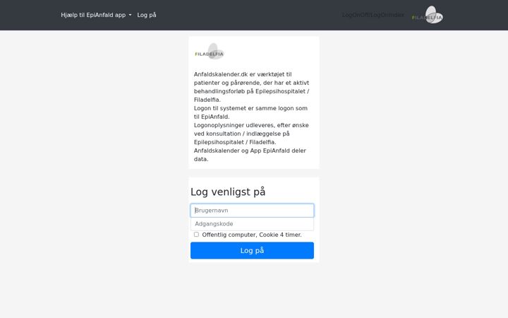 Screenshot of anfaldskalender.dk