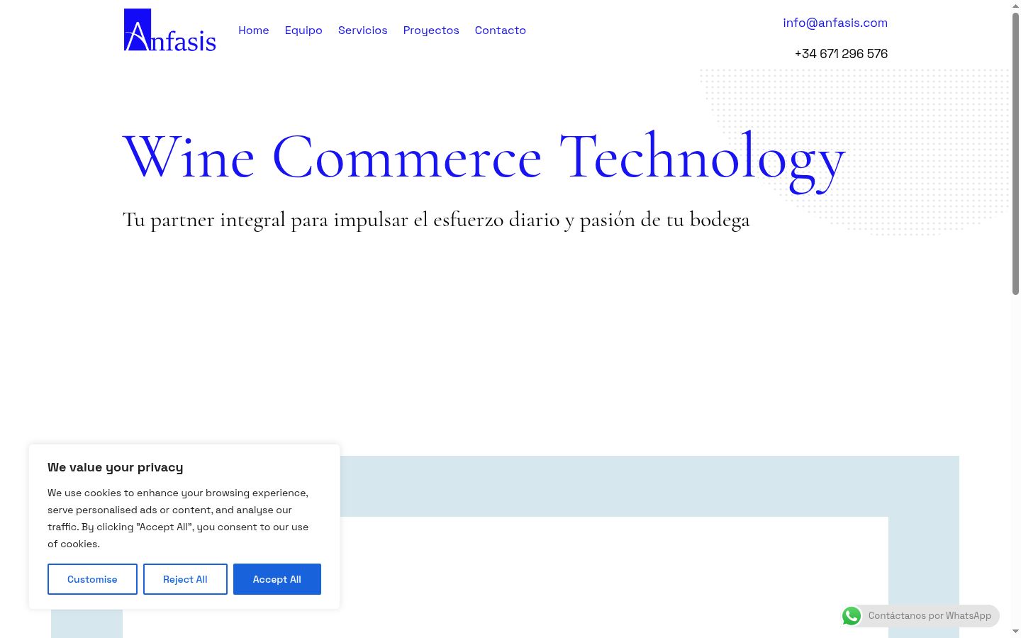 Screenshot del banner di consenso mostrato prima di qualsiasi interazione