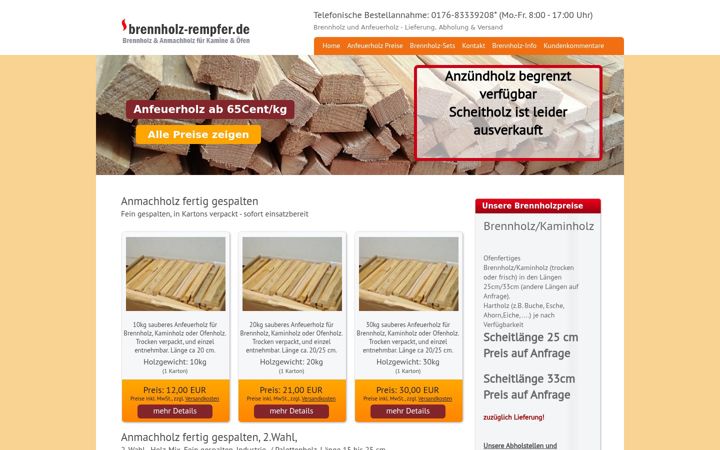 Screenshot of anfeuerholz.com